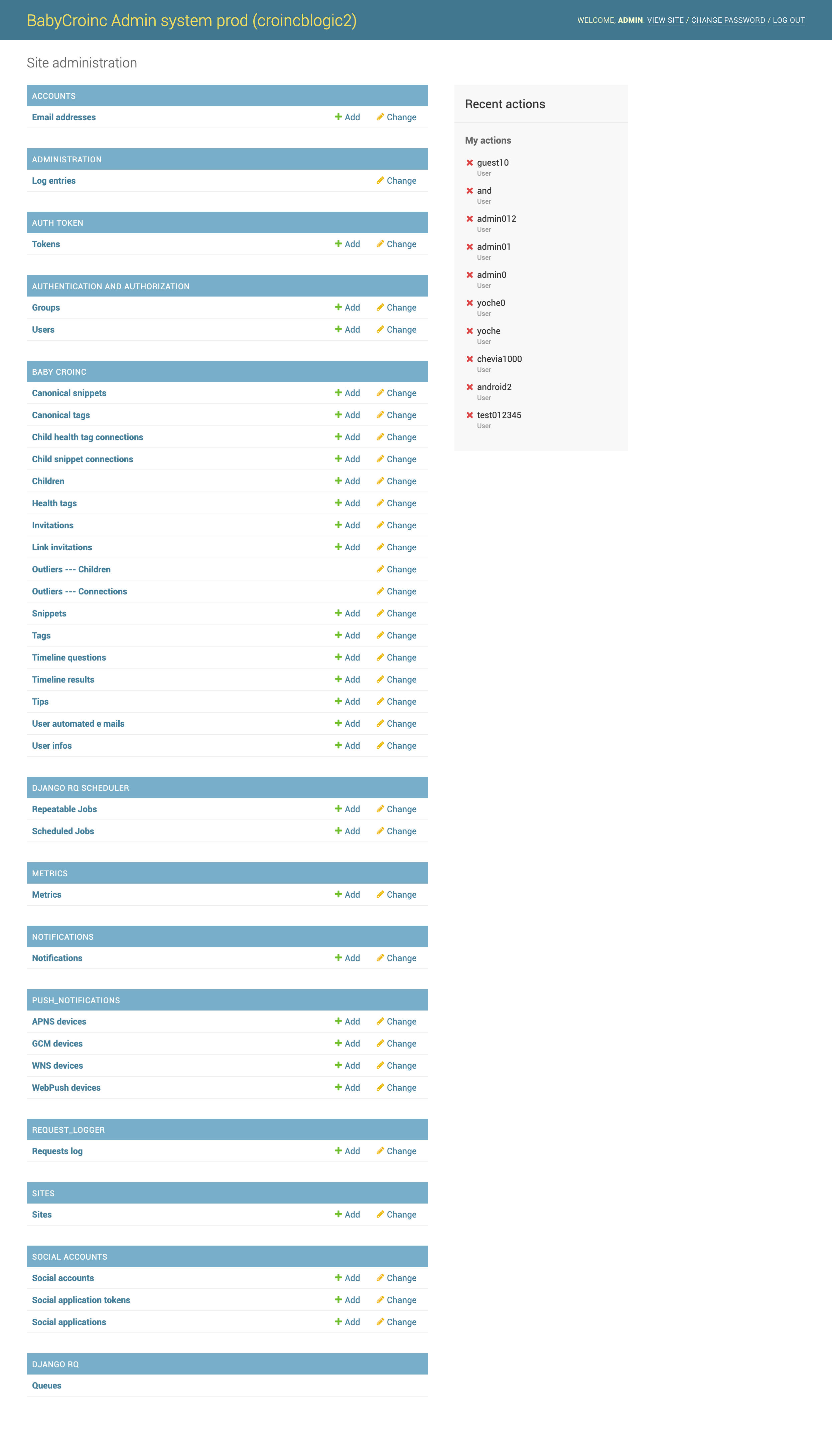 BabyTracks admin dashboard